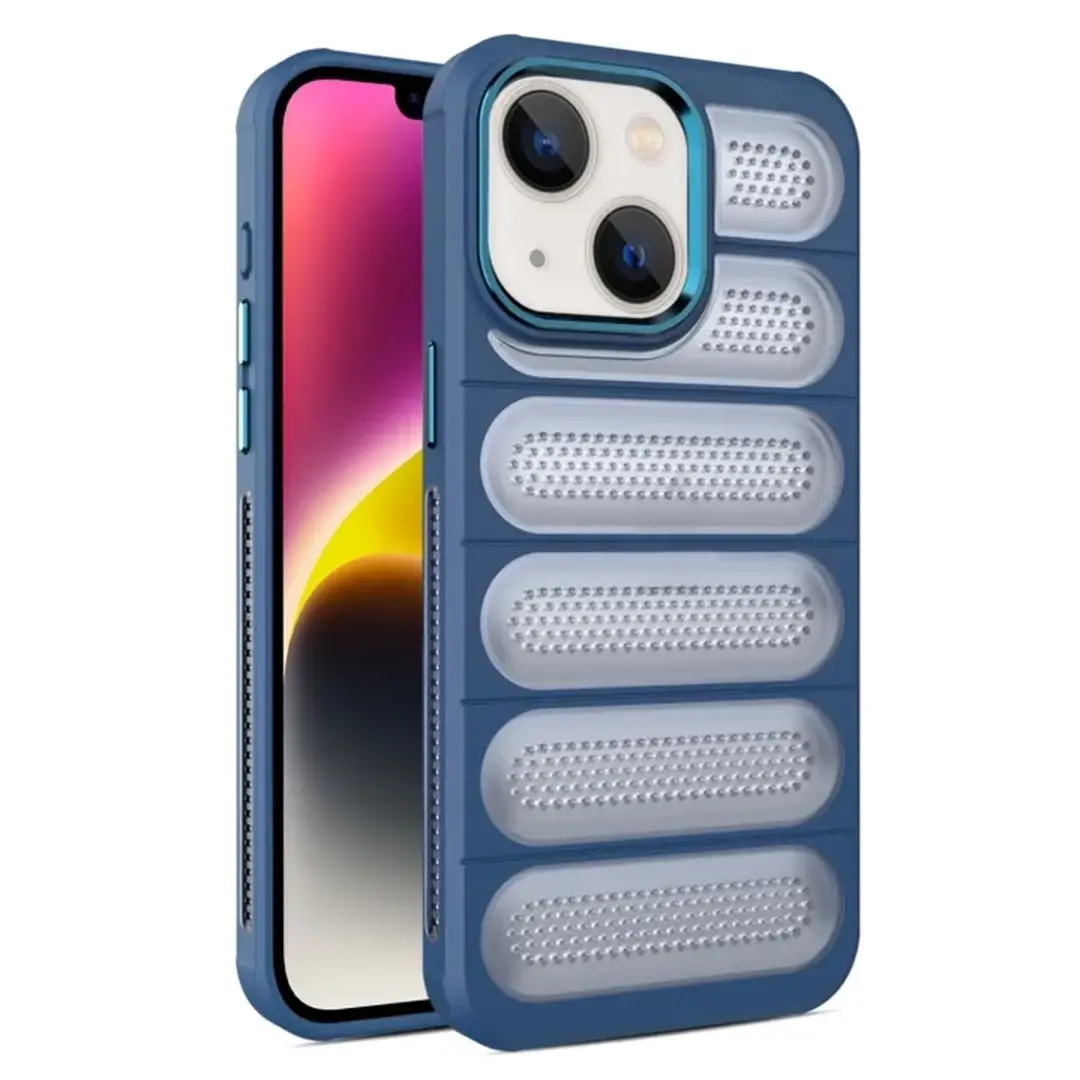 iPhone 15 Plus/iPhone 14 Plus Mesh Cooling Case Dark Blue